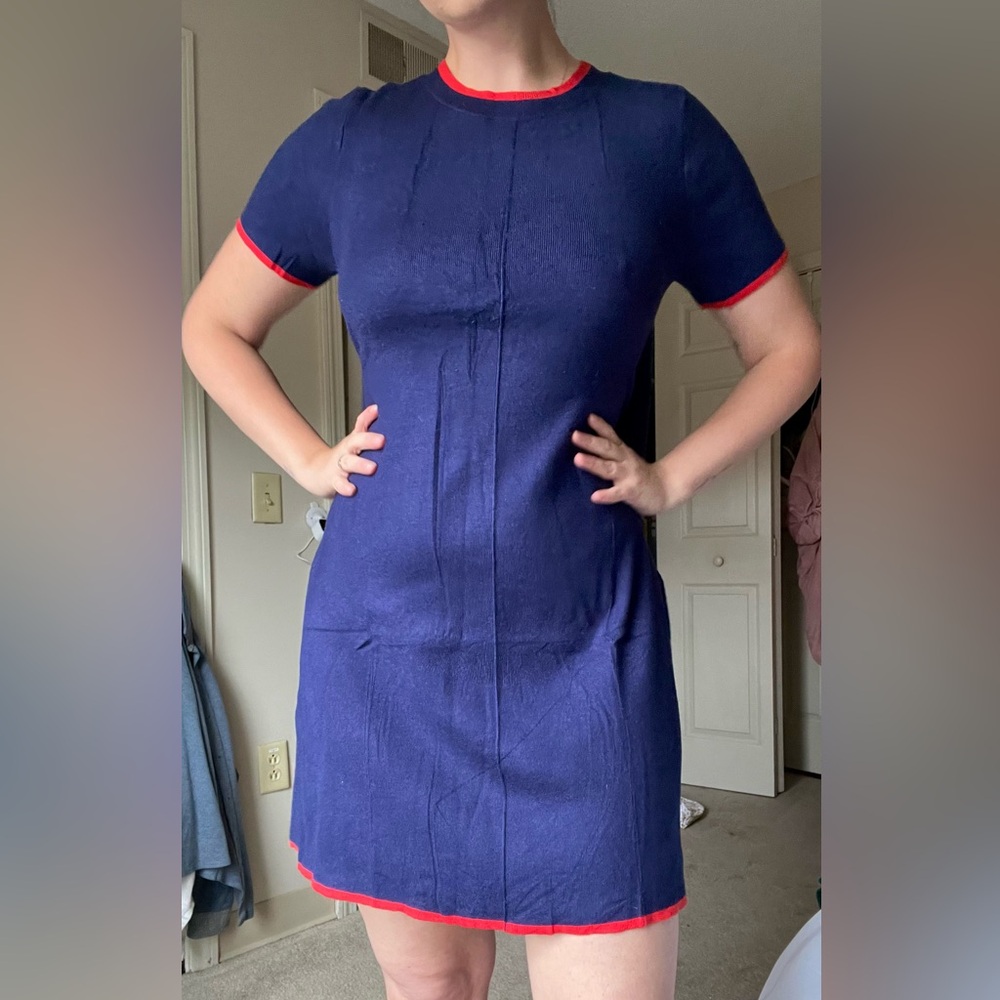 Amazon Navy Dress with Red Trim